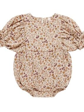 Quincy Mae Floral Bubble Romper in Cream, Brown, Rust